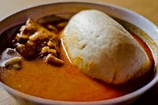 Banku With Beef and Groundnut Soup